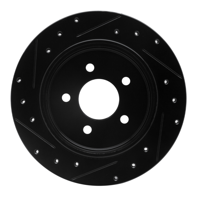 Ford Crown Victoria Brake Rotor (1) - Rear Right - R1 Concepts - Drilled & Slotted - Black - `03-`11